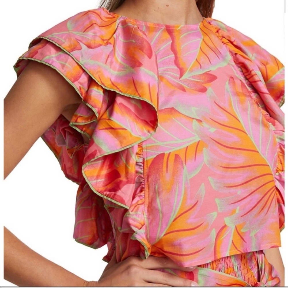 FARM Rio Multicolor Tropical Ruffle Blouse